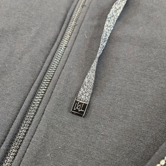 Karl Lagerfeld Black Hoodie Full Zip Spellout Tape With Sparkles Womens Small - Picture 4 of 8